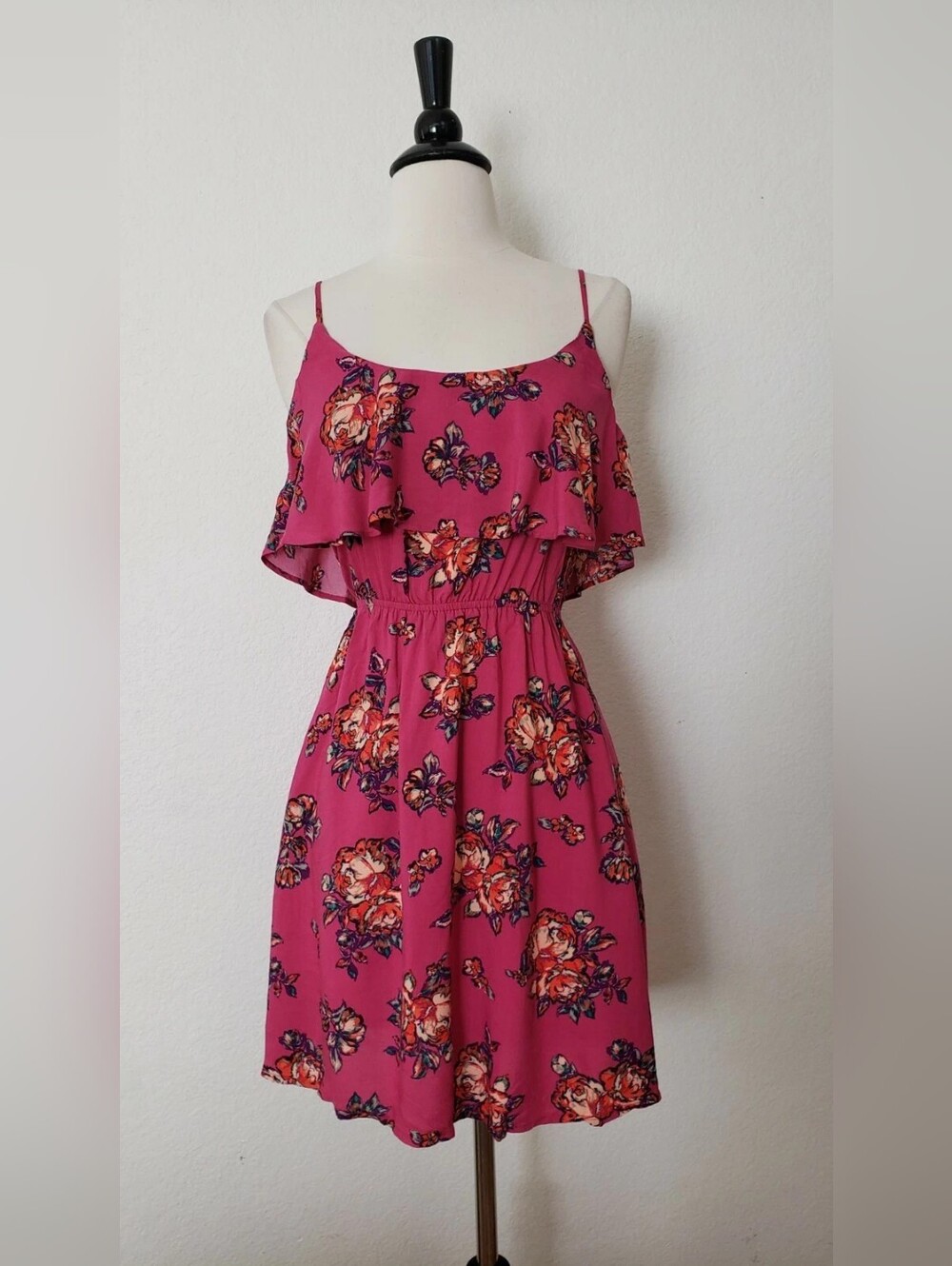 Floral Ruffle Sundress in Magenta